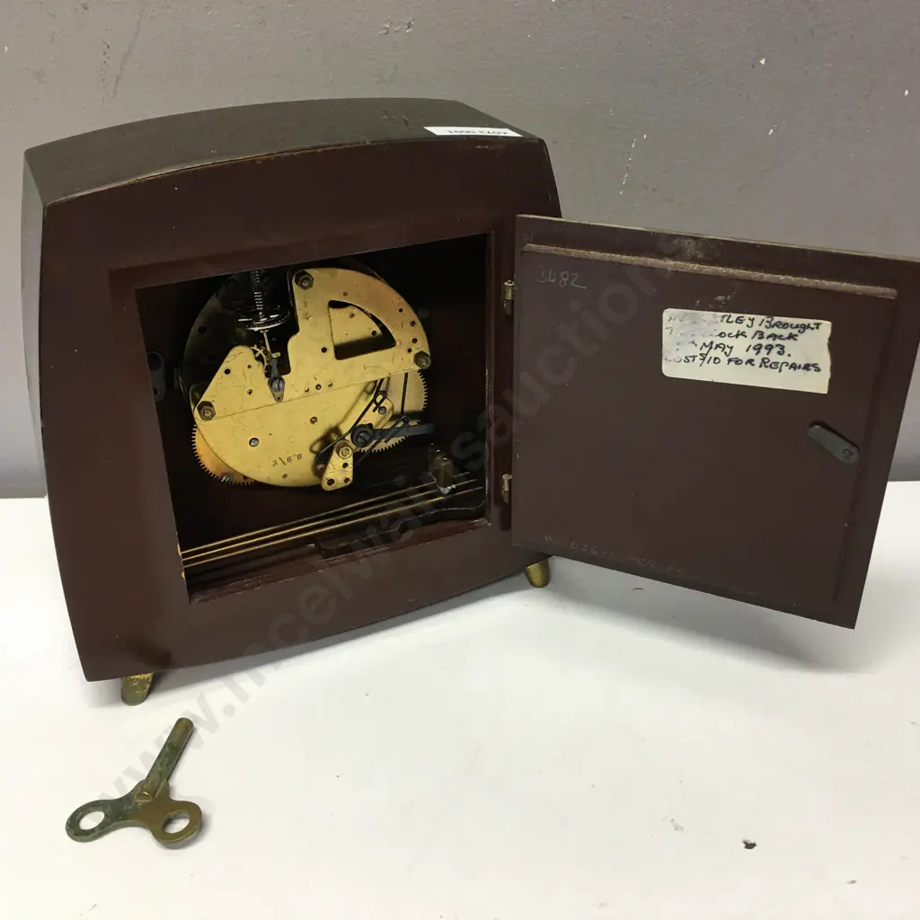 Vintage German Kieninger Schwebegang Mantel Clock. Time & Strike With Key. 1950s? H20 W20 D8cm Image 1++