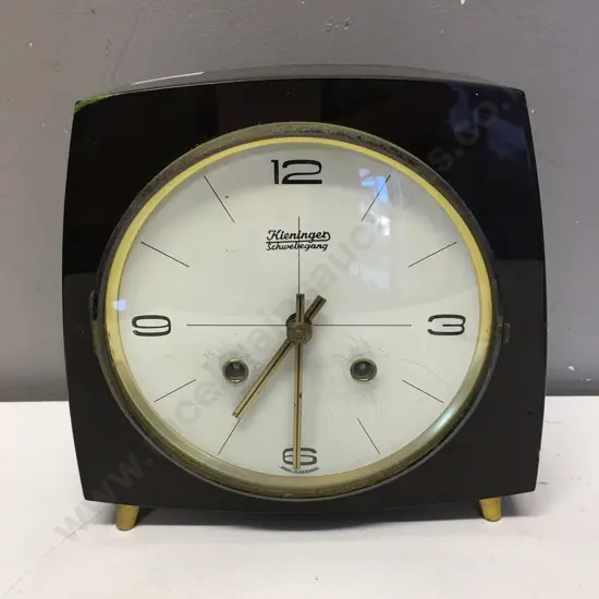 Vintage German Kieninger Schwebegang Mantel Clock. Time & Strike With Key. 1950s? H20 W20 D8cm