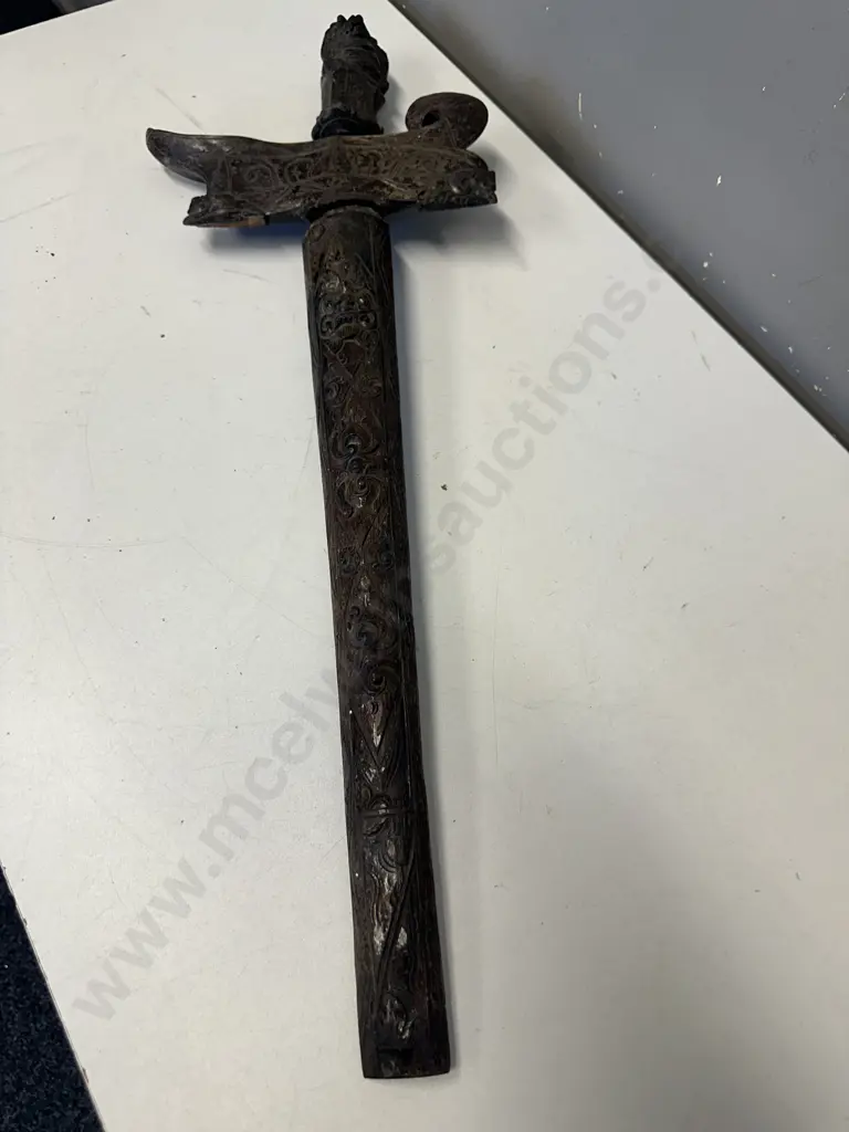 Finely Carved Ceremonial Keris Kris Dagger Sword. L66cm (As Found Condition) Image 1++