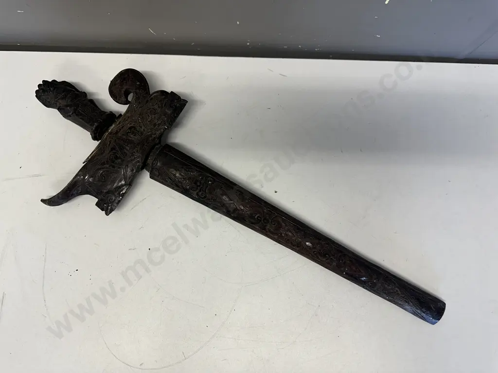 Finely Carved Ceremonial Keris Kris Dagger Sword. L66cm (As Found Condition) Image 1++