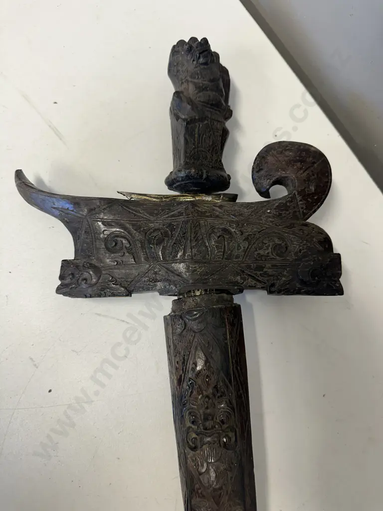 Finely Carved Ceremonial Keris Kris Dagger Sword. L66cm (As Found Condition) Image 1++