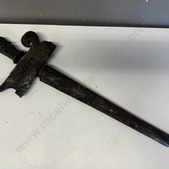 Finely Carved Ceremonial Keris Kris Dagger Sword. L66cm (As Found Condition)