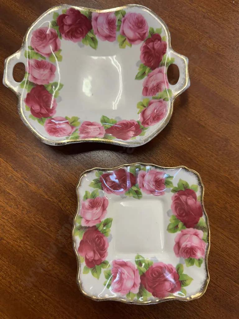 Vintage Royal Albert Old English Rose  - Square Pin Dish & Candy Dish Image 1++