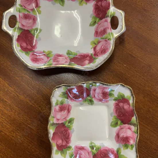 Vintage Royal Albert Old English Rose  - Square Pin Dish & Candy Dish