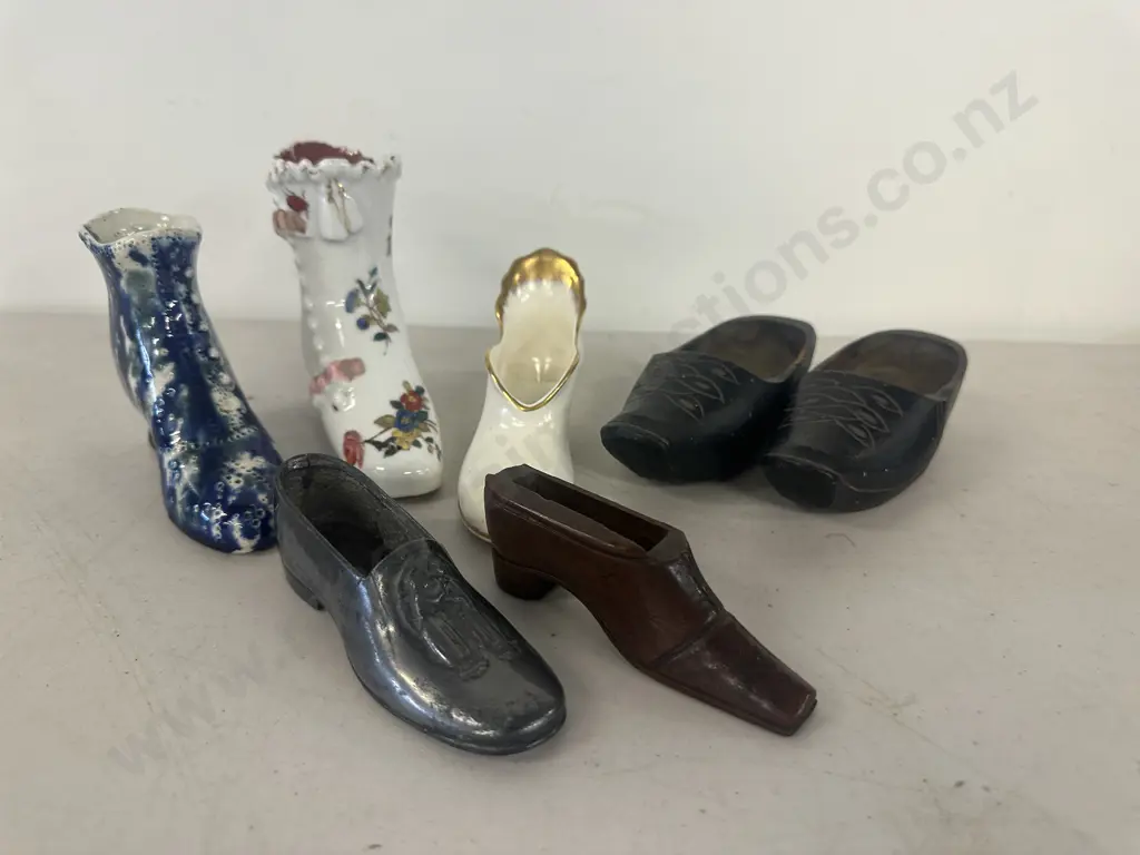 Selection of Vintage China & Wooden Boots & Shoes Image 1++