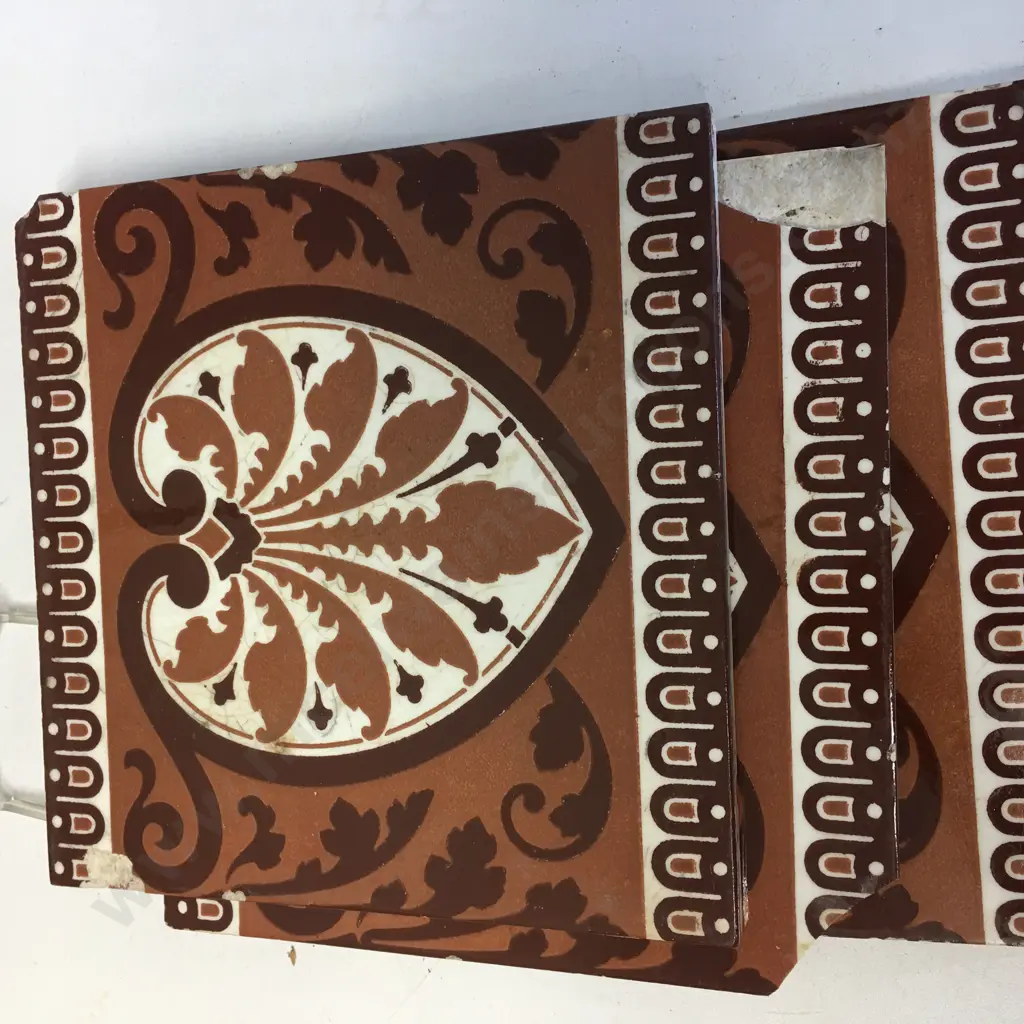 Selection Of Mintons Stoke On Trent Square Wall Tiles 210x210cm  & Rectangular Tiles x7 15.5 x 8cm. Image 1++