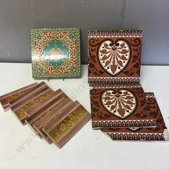 Selection Of Mintons Stoke On Trent Square Wall Tiles 210x210cm  & Rectangular Tiles x7 15.5 x 8cm.