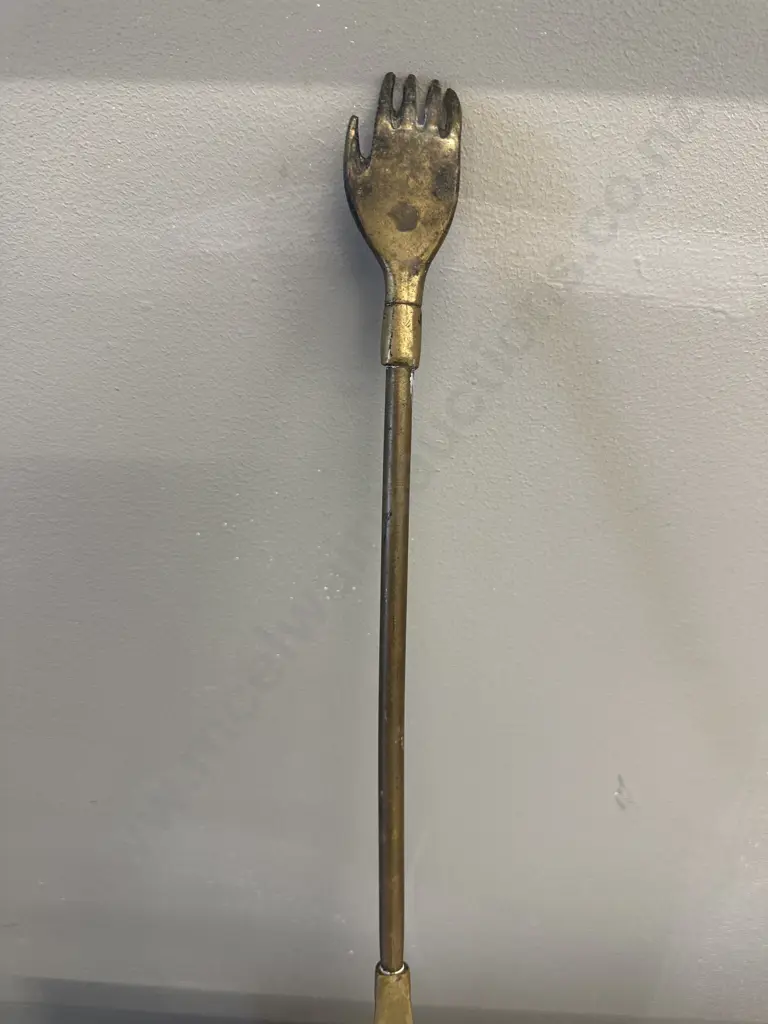 Vintage Brass Backscratcher / Shoe Horn, Mid-Twentieth Century Modernist. L41cm Image 1++