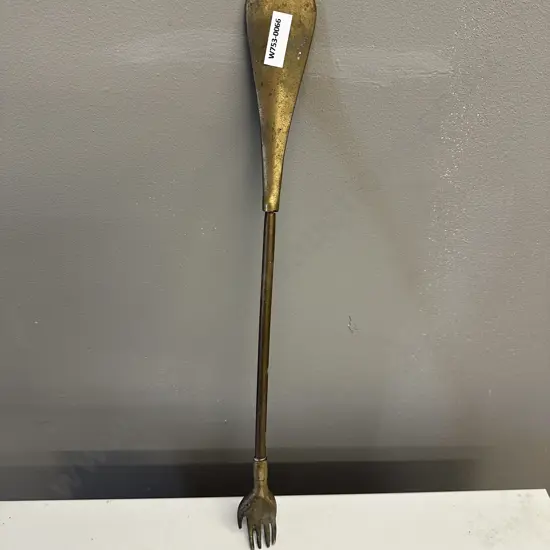 Vintage Brass Backscratcher / Shoe Horn, Mid-Twentieth Century Modernist. L41cm