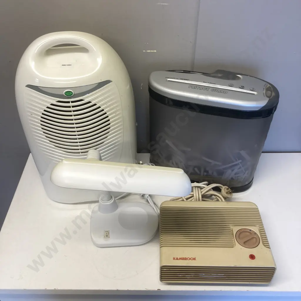 Red Stamp Dehumidifier, Techko Paper Shredder, Kambrook Heater & Stylelux Desk Lamp Image 1++