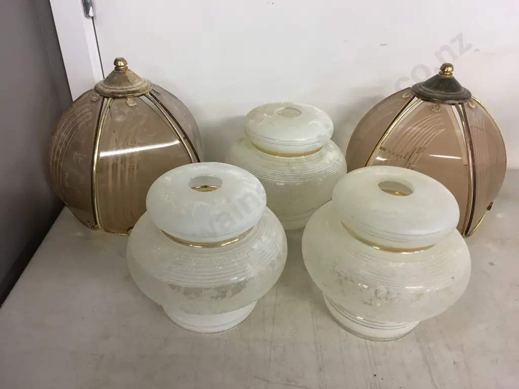 Vintage Glass Light Shades In Clear Lidded Bin Image 1++