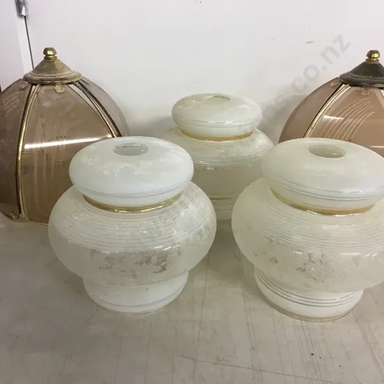 Vintage Glass Light Shades In Clear Lidded Bin