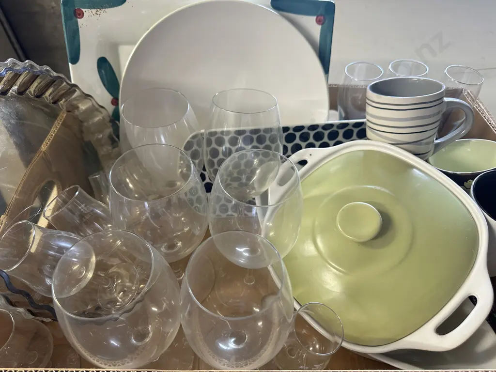 Assorted Glasses, Coffee Mugs, Platters Etc Image 1++