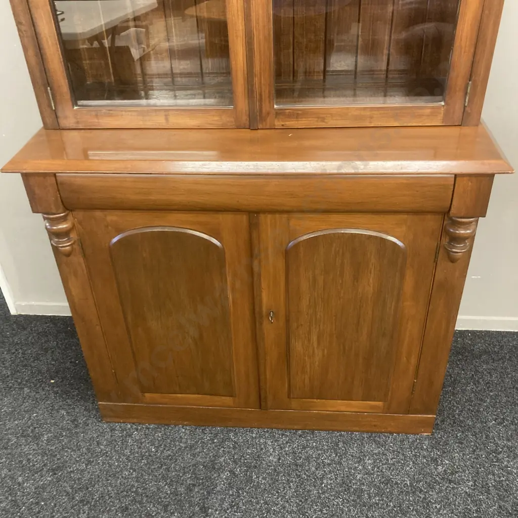 Colonial Kauri Chiffonier With Later Glazed Bookcase With Key. H212 W108 D49cm Image 1++