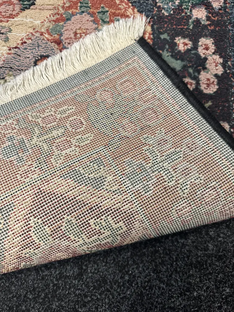 Floor Rug - Blue / Green / Pink Tones With Tassels. 140 x 83cm Image 1++