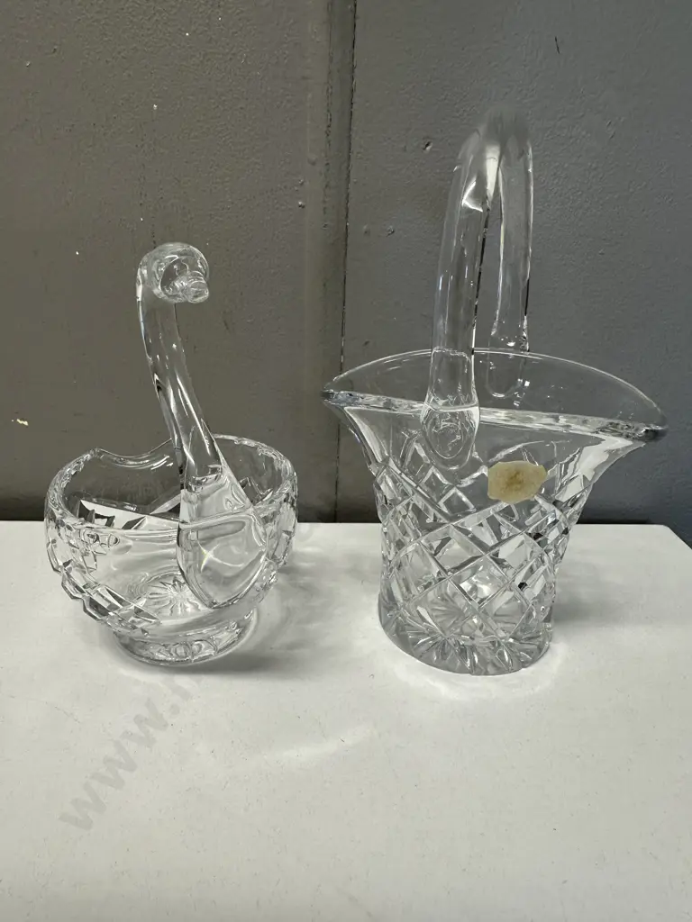 Vintage Crystal Brides Basket & Swan Image 1++