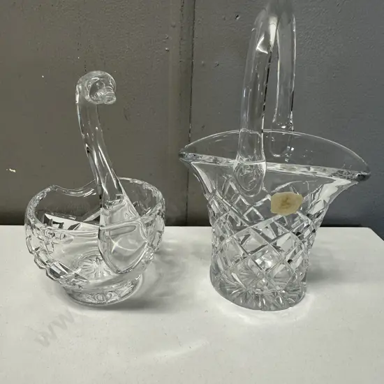 Vintage Crystal Brides Basket & Swan