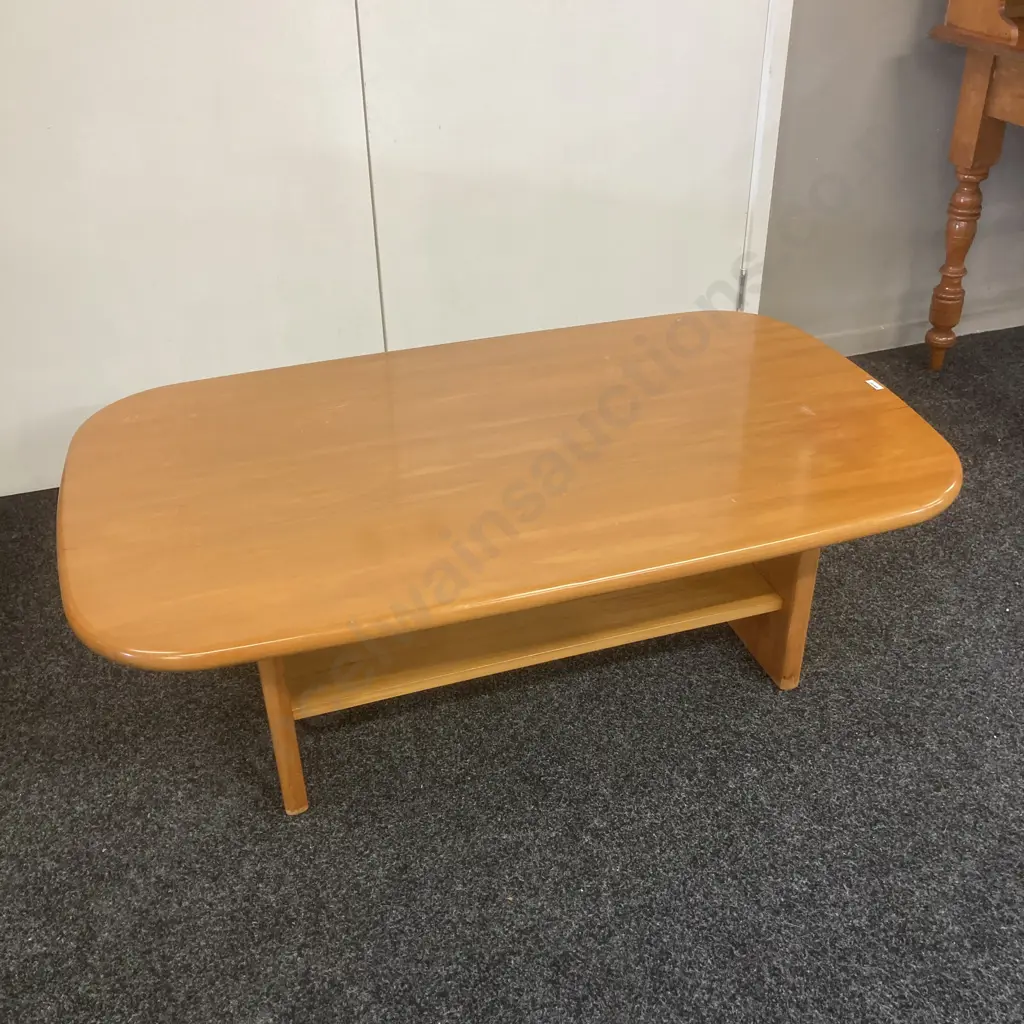 Solid Rimu Coffee Table With Undershelf. H41 W120 D70cm Image 1++