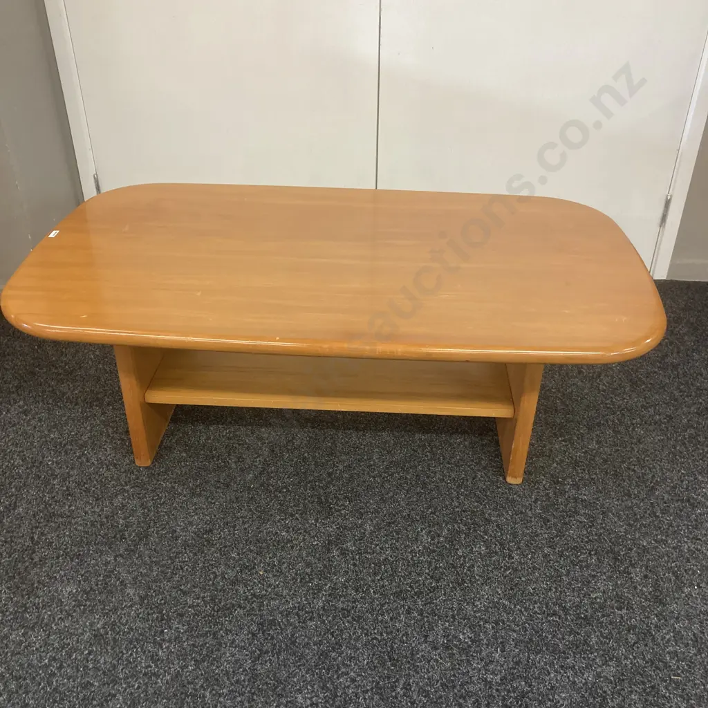 Solid Rimu Coffee Table With Undershelf. H41 W120 D70cm Image 1++