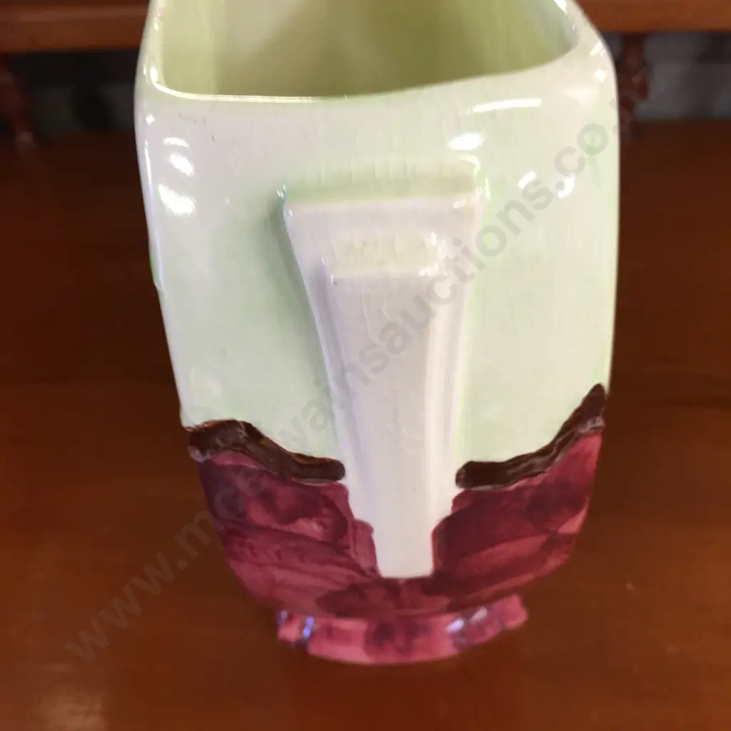 Art Deco Maling Vase Blue Floral Embossed With Blossom Bough Thumb Print #113 H14.5cm. Image 1++