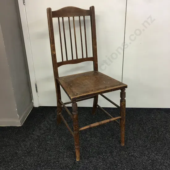 Antique Dining Chair Turned Wood & Carved Details.