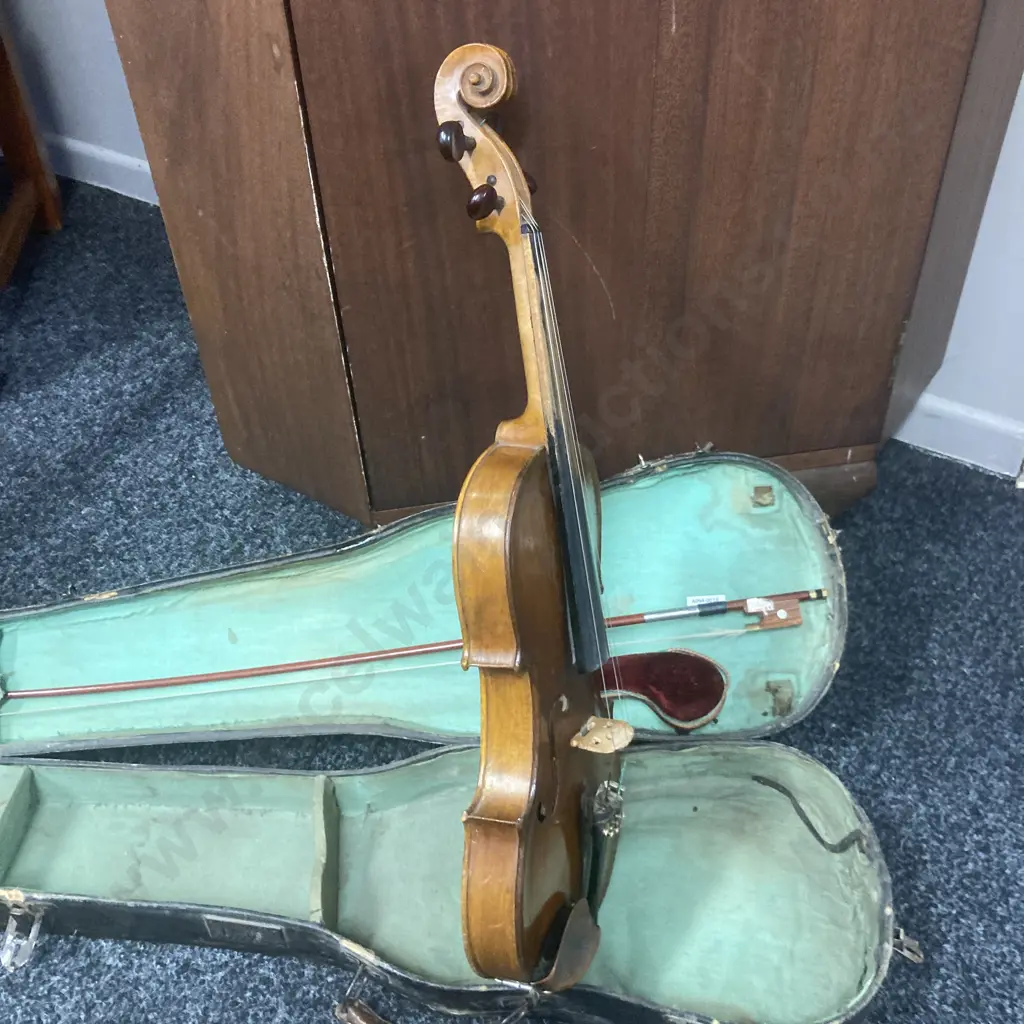 Antique Japanese Violin And Case With Bow & Shoulder Rest Image 1++