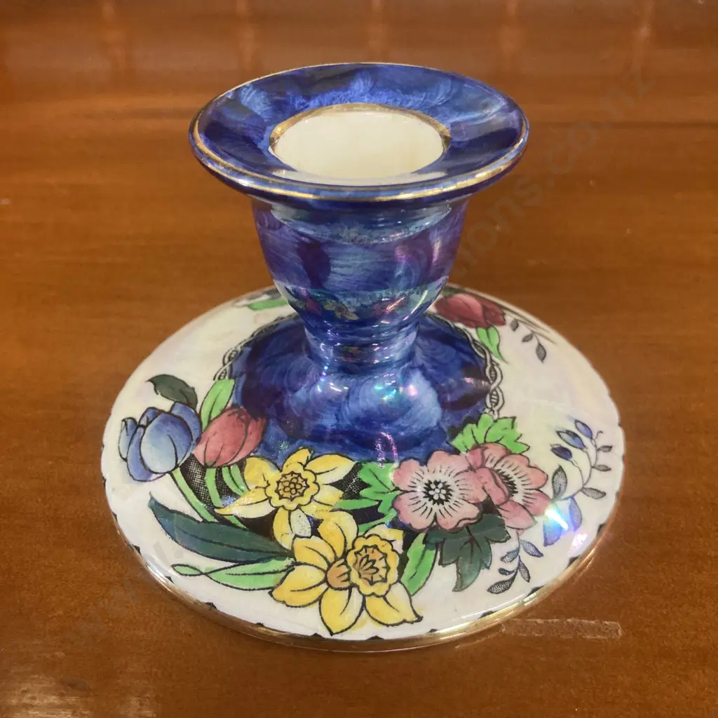 Maling Blue Lustre 'Springtime' Candlestick c1950. 6 x 10cm Image 1++