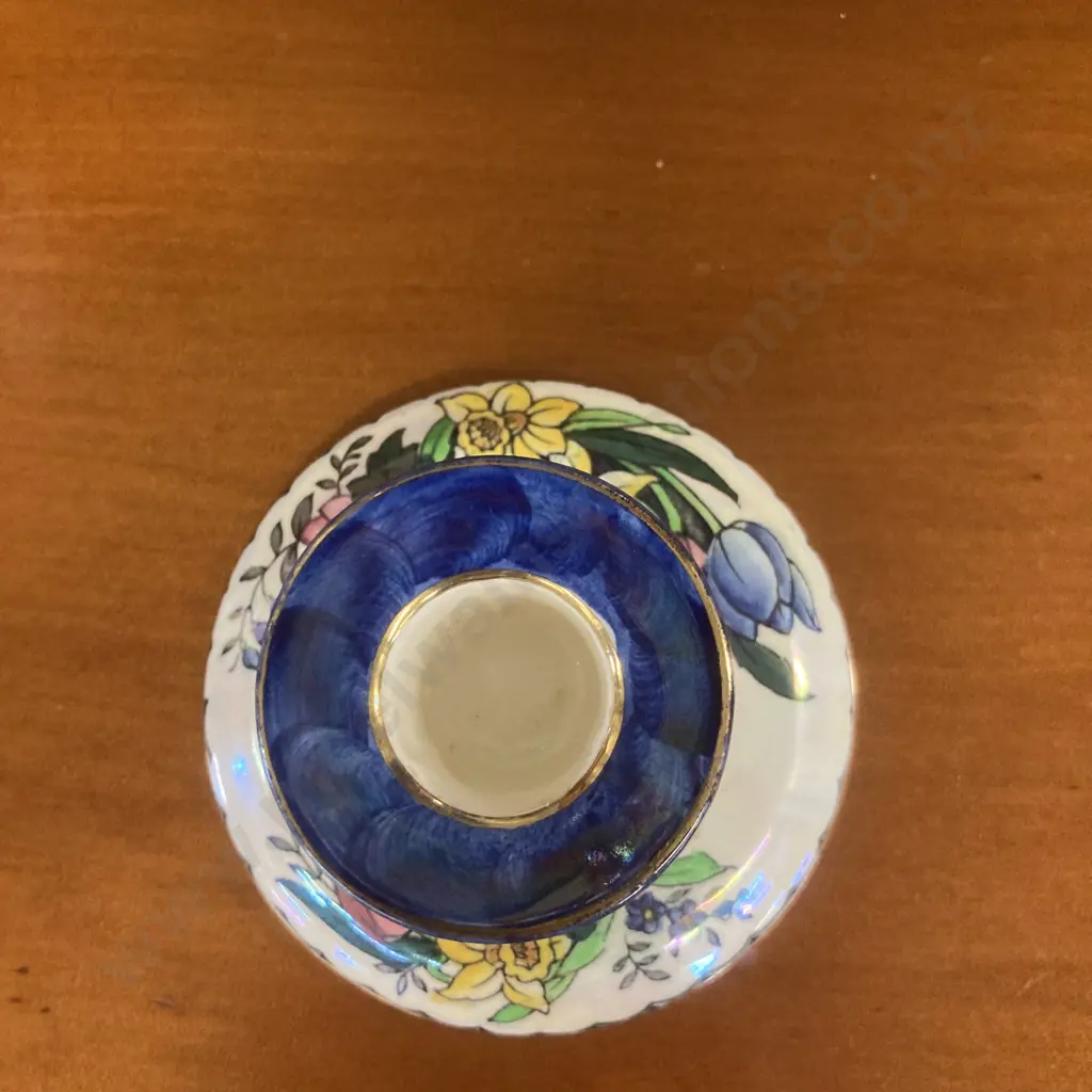 Maling Blue Lustre 'Springtime' Candlestick c1950. 6 x 10cm Image 1++