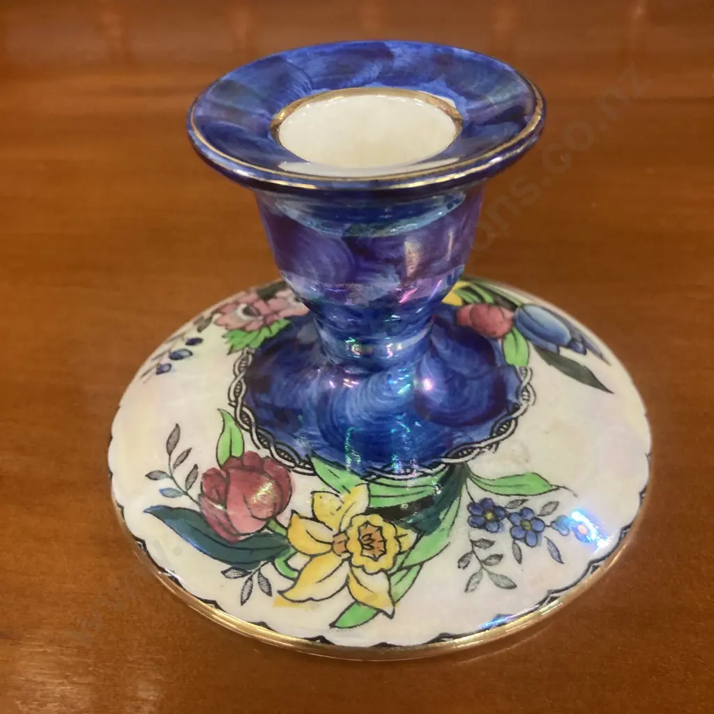 Maling Blue Lustre 'Springtime' Candlestick c1950. 6 x 10cm Image 1++