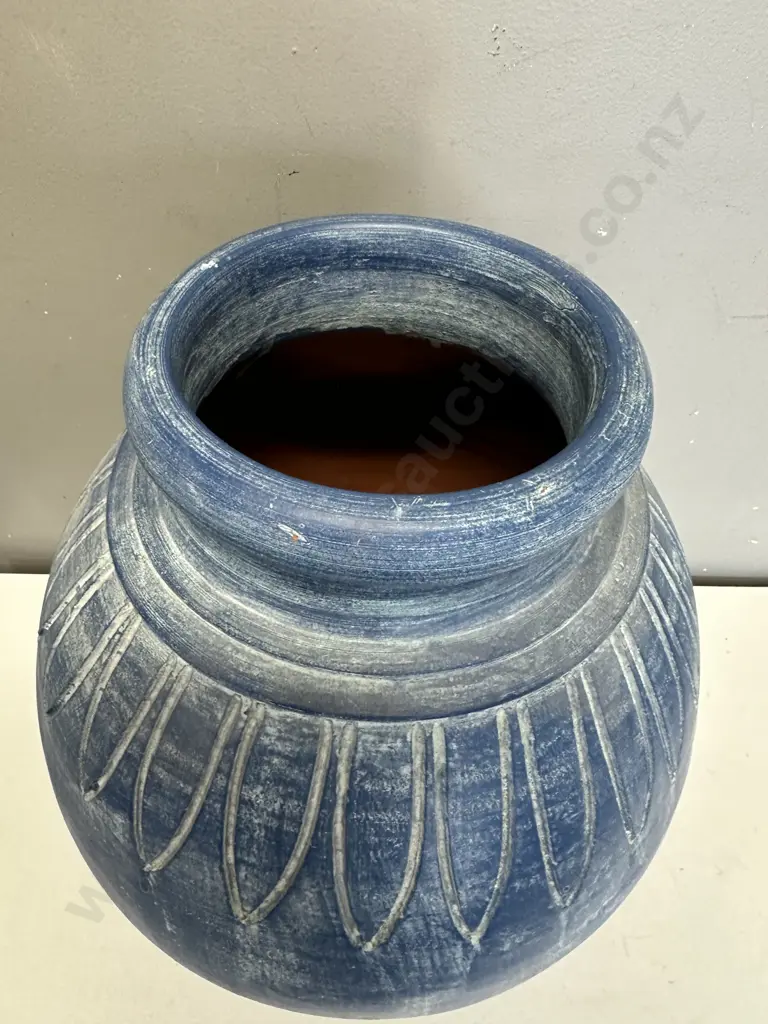 Painted Blue Terracotta Vase H42cm. Image 1++