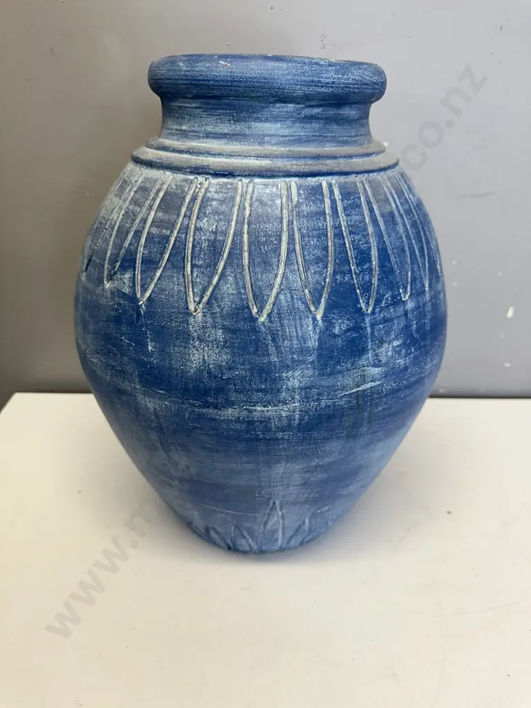 Painted Blue Terracotta Vase H42cm. Image 1++