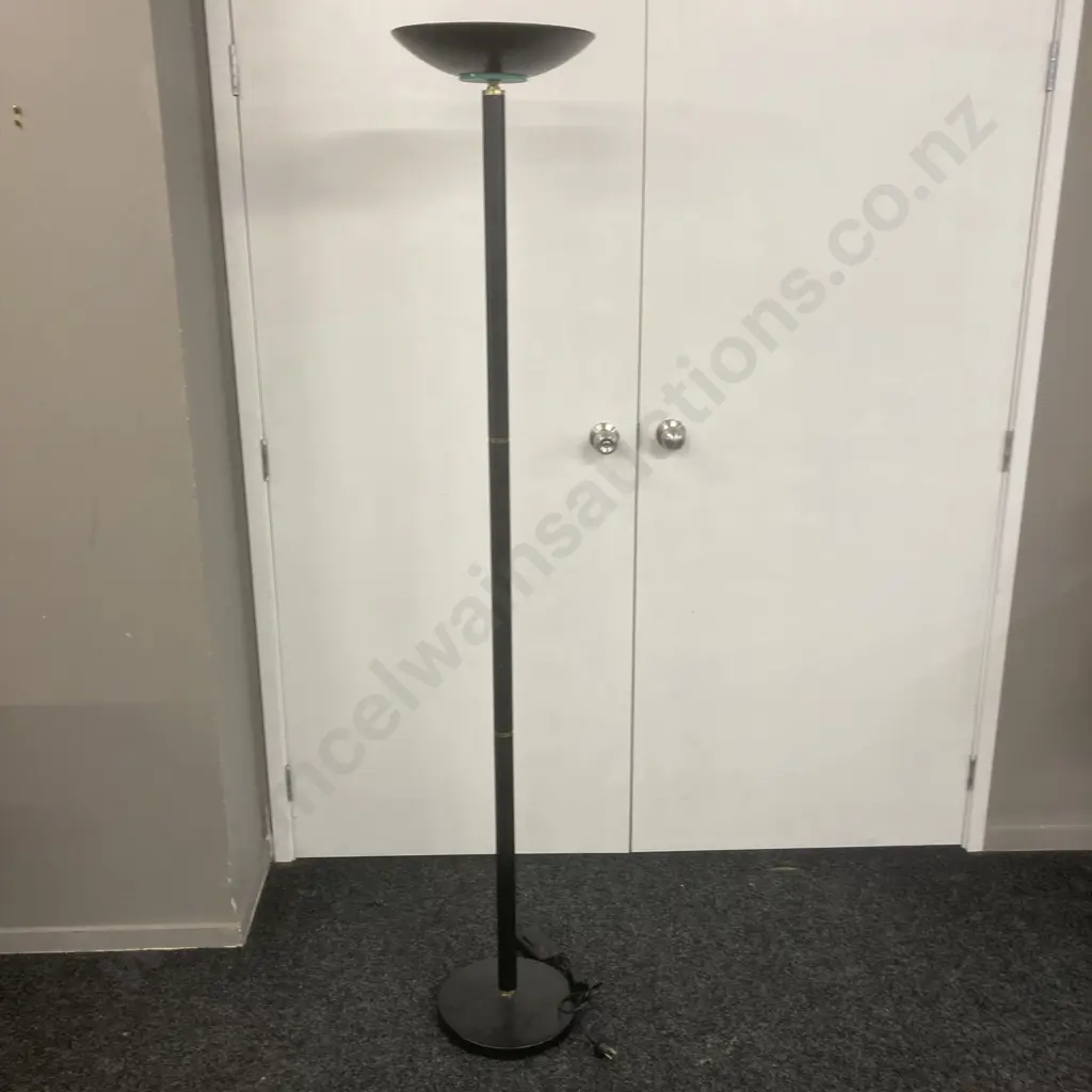 Modern Torchiere Floor Lamp - Black With Gold & Mint Green Accents. H181cm Image 1++