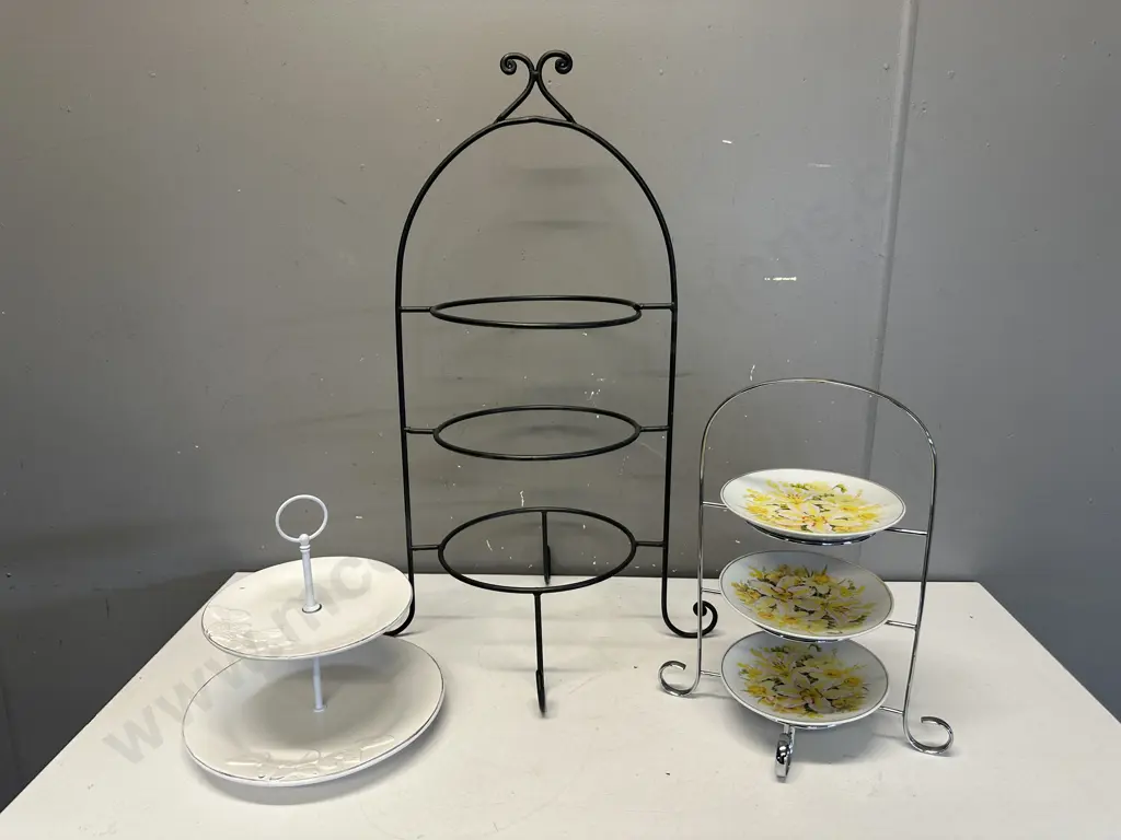 Assorted Plate Stands & The Floral Collection Plates x3  Image 1++