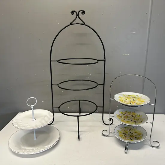 Assorted Plate Stands & The Floral Collection Plates x3 