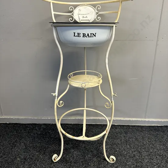 "Le Bain" Wash Basin Cream Country Metal And Enamel Basin H94cm.