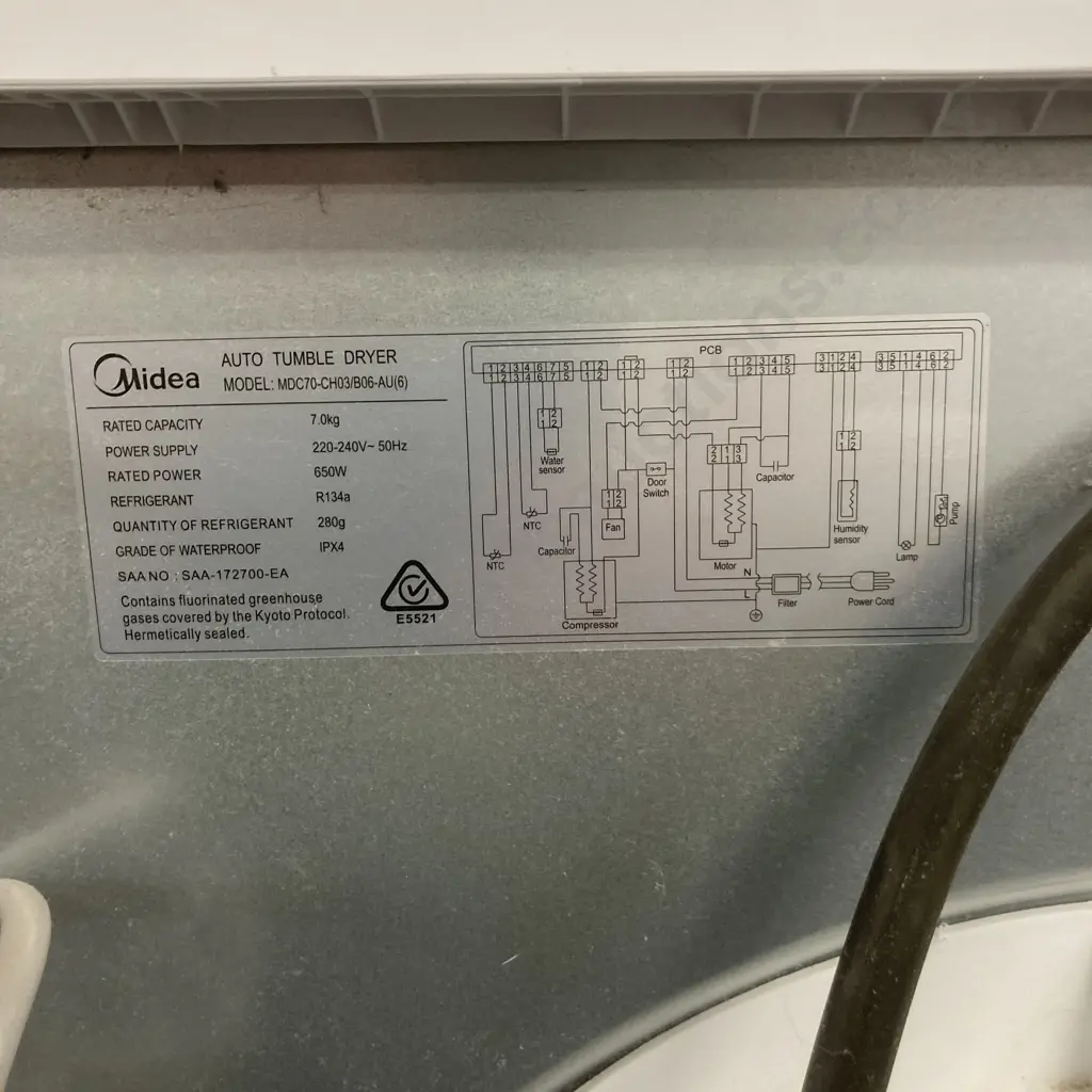 Midea 7KG Heat Pump Dryer MDC70-CH03/B06-AU(6) Image 1++