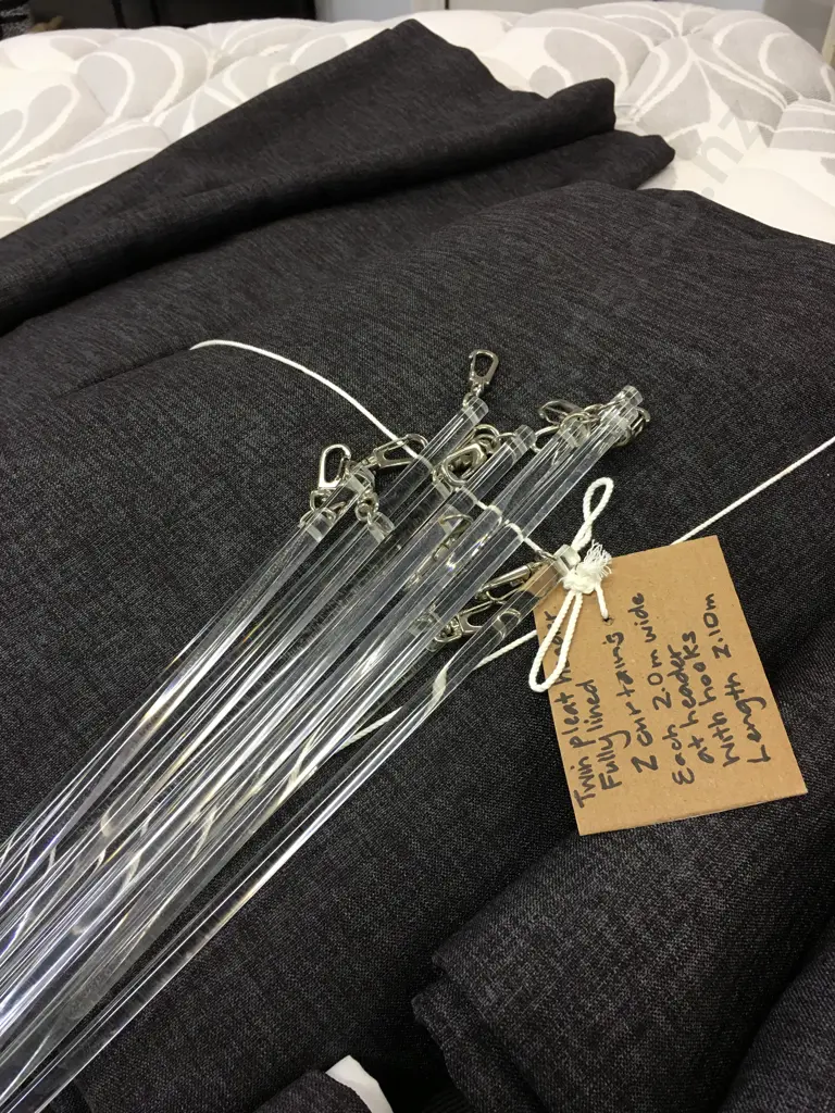 Lot of Five Pairs of Charcoal Twin Pinch Pleat Header Fully Lined Curtains, 12 x .75cm Drape Pulls, & Roman Blind Image 1++