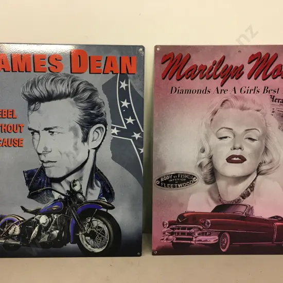 James Dean 'Rebel Without A Cause' & Marilyn Monroe 'Diamonds Are A Girls Best Friend' Metal Wall Art. 40 x 30cm