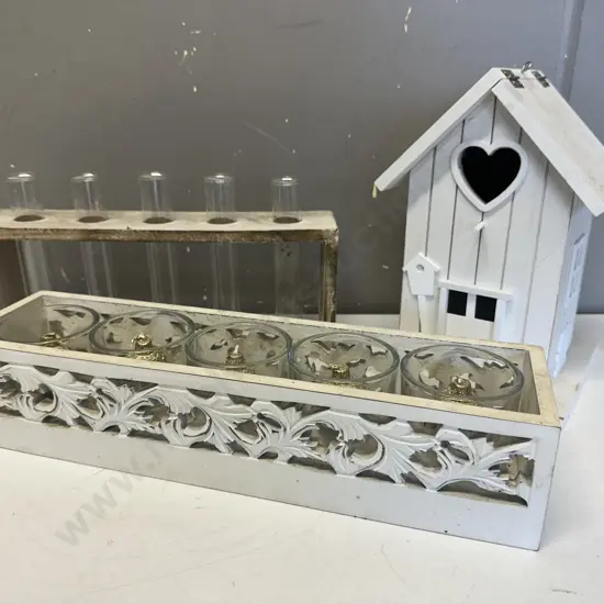 Decorative Candles, Bud Vases & Small Wooden House