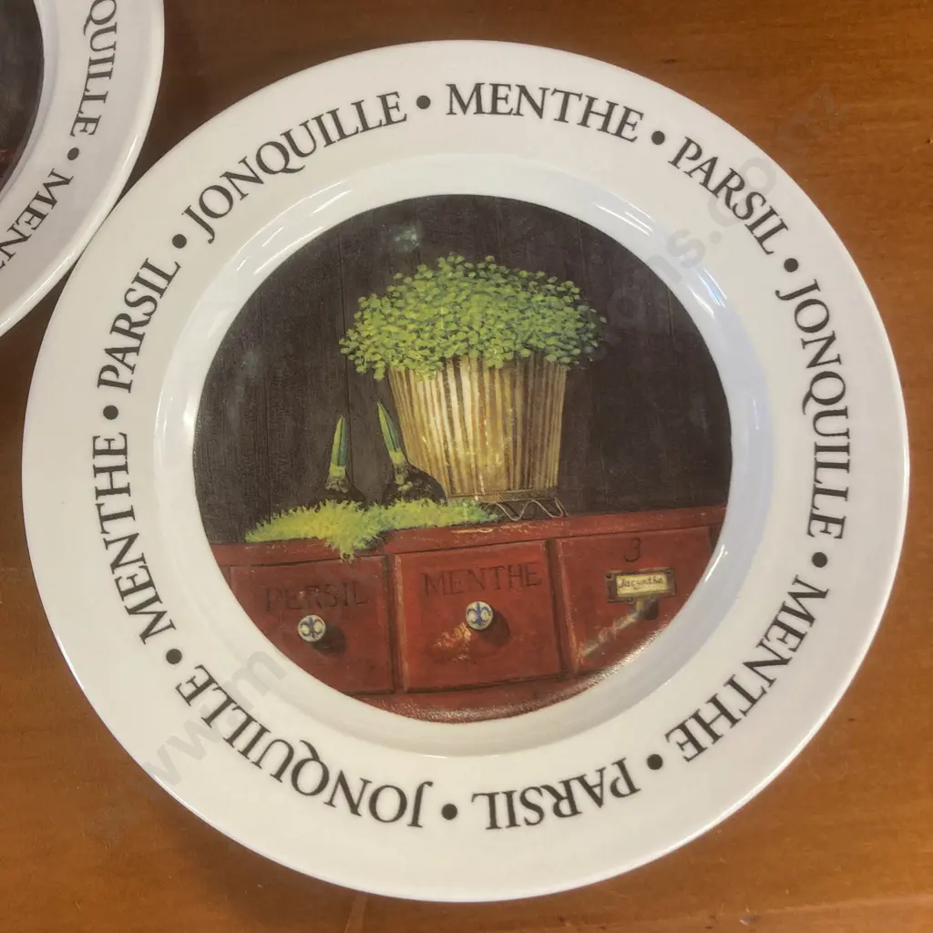 Set of Four Cypress Home French Herbs Theme 21cm Appetizer Or Decorative Plates Image 1++