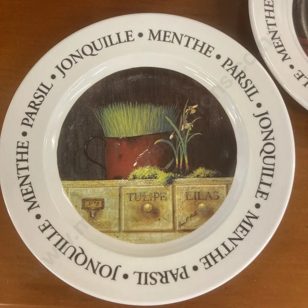 Set of Four Cypress Home French Herbs Theme 21cm Appetizer Or Decorative Plates Image 1++