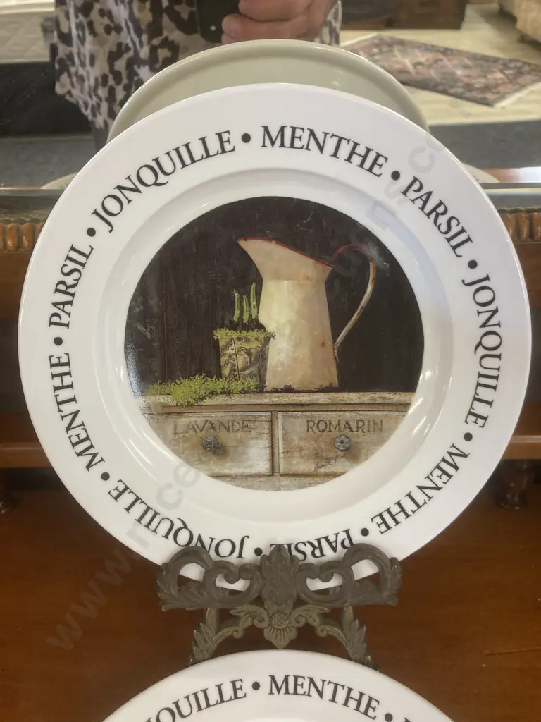 Set of Four Cypress Home French Herbs Theme 21cm Appetizer Or Decorative Plates Image 1++