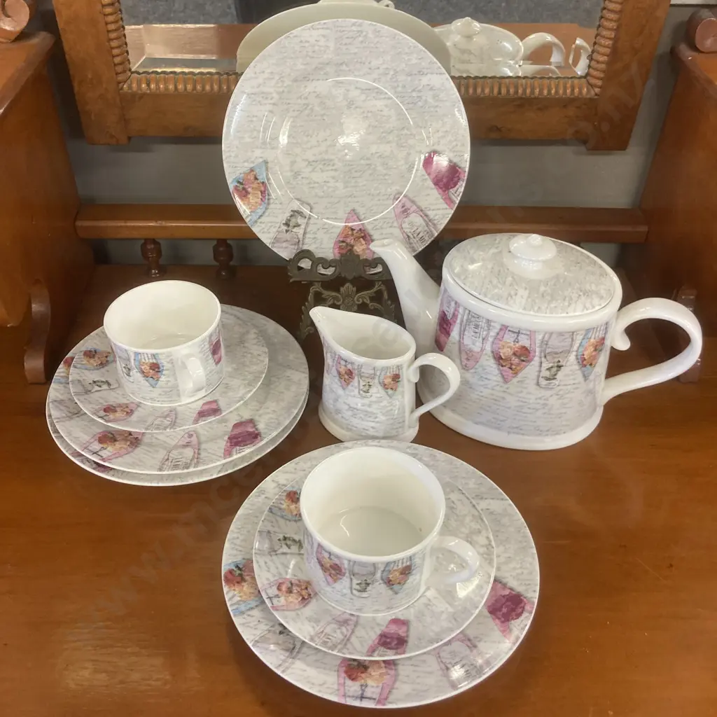 Christopher Vine Design X Inhesion Fine Bone China 10 Piece Teaset Including Teapot & Milk Jug Image 1++