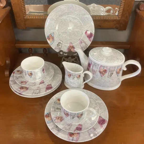 Christopher Vine Design X Inhesion Fine Bone China 10 Piece Teaset Including Teapot & Milk Jug