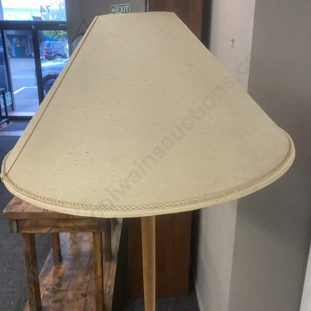 Mid Century Floor Lamp - Mahogany & Gold Colour Metal Tube. H173cm Image 1++