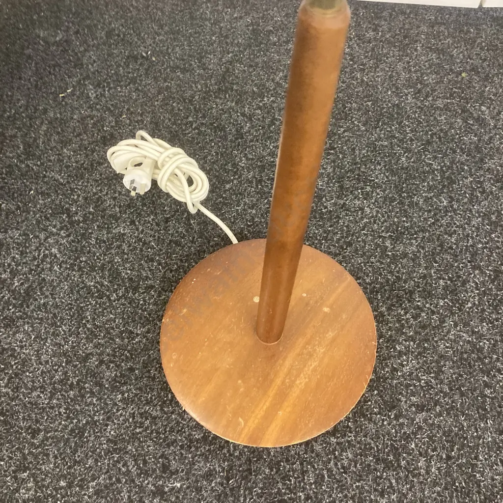 Mid Century Floor Lamp - Mahogany & Gold Colour Metal Tube. H173cm Image 1++