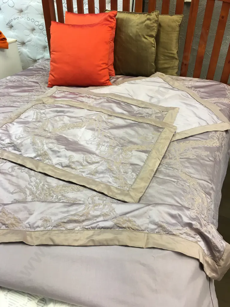 Queen Mocha Coloured Duvet Cover, Euro Pillowcases x 2, Standard Pillowcases x 2, 4 x Cushions Image 1++