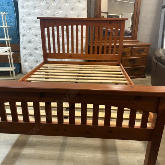 Solid Pine Wooden Slat Queensize  Bed Frame
