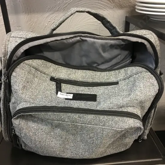 JuJuBe Infant Utility Bag With Change Mat, Grey / Black