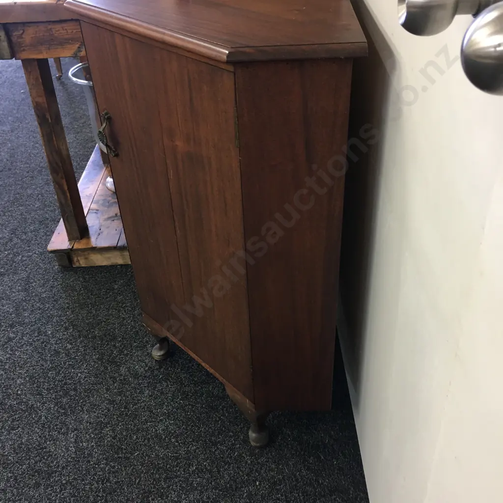 Antique Mahogany Corner Cabinet Cabriole Legs Single Door Two Shelves H94, W72,D49cm. Image 1++
